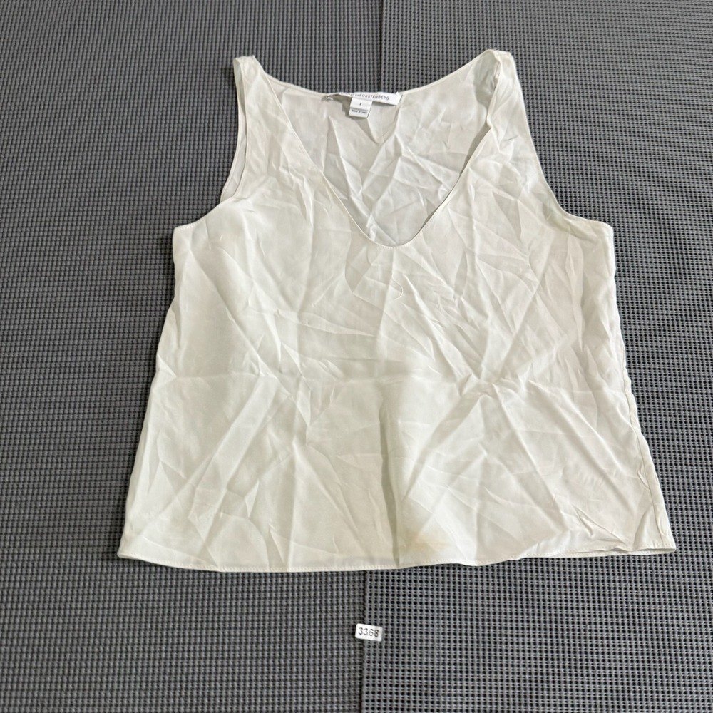 Diane von Furstenberg Womens White V-Neck Tank Top Size 4